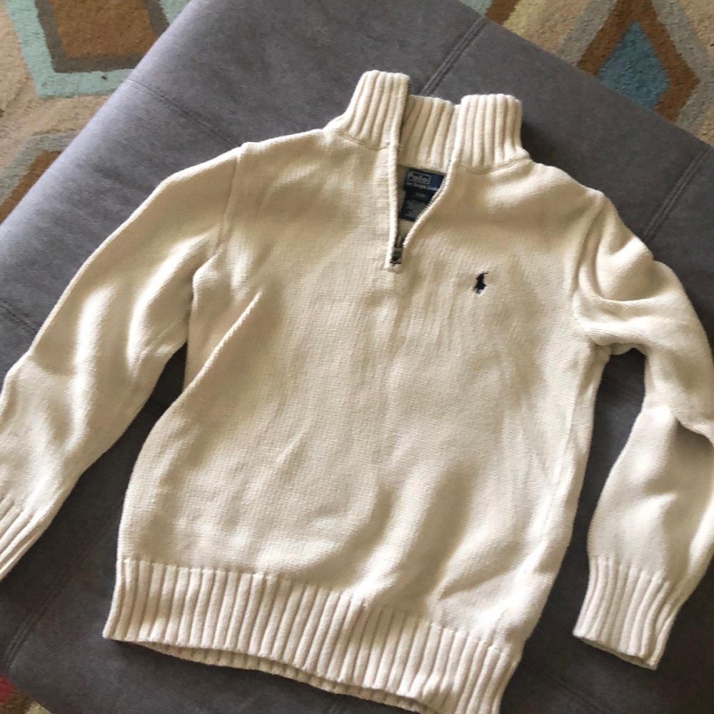 Polo boys cream half zip sweater. Size 8.